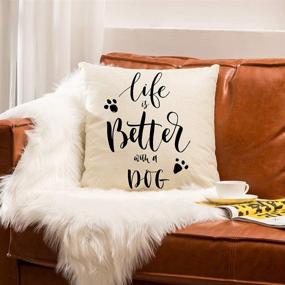 img 2 attached to 🐶 Ogiselestyle Unique Cushion Cover with Dog Lover Quote: Enhance Your Home Decor with this Simple Throw Pillow Case 18"x18