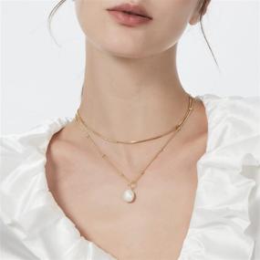 img 2 attached to 📿 Gold Plated VIENNOIS Baroque Pearl Necklace with Single Pearl Bead Pendant - Dainty Tiny Chain Jewelry Gifts