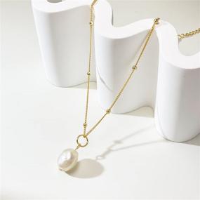 img 1 attached to 📿 Gold Plated VIENNOIS Baroque Pearl Necklace with Single Pearl Bead Pendant - Dainty Tiny Chain Jewelry Gifts