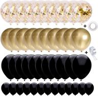 🎈 shimmering black and gold balloons garland kit: 127 pcs for festive celebrations like anniversary, birthday, christmas, graduation, or family & friend parties логотип