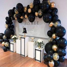 img 1 attached to 🎈 Shimmering Black and Gold Balloons Garland Kit: 127 pcs for Festive Celebrations like Anniversary, Birthday, Christmas, Graduation, or Family & Friend Parties