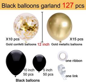 img 2 attached to 🎈 Shimmering Black and Gold Balloons Garland Kit: 127 pcs for Festive Celebrations like Anniversary, Birthday, Christmas, Graduation, or Family & Friend Parties