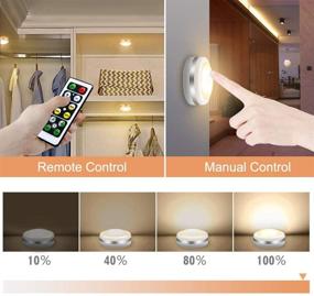 img 3 attached to 🔆 Enhance Your Space with Bawoo Under Cabinet Lights: 6 Pack LED Puck Lights Remote Control | Dimmable 4000K Natural Warm White Brightness | Battery Powered Touch Closet Cupboard Kitchen Wardrobe Lights