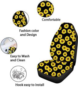 img 2 attached to HUGS IDEA Just A Girl Who Loves Sunflower Print Set Of 8 Pack Car Seat Covers Front Rear Seats Cushion Protector Steering Wheel Cover Armrest Lid Pad Seatbelt Safety Protectors