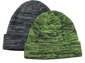 img 1 attached to 🧢 N'Ice Caps Kids Unisex Double Layered Knit Beanie Cap - 2 Hat Pack: Warm, Stylish, and Affordable!