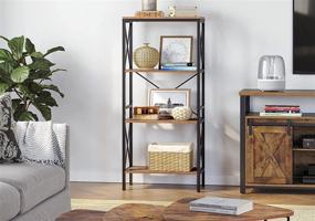 img 3 attached to 📚 Industrial Style 4 Tier Bookshelf, Kitchen Shelf, and Office Organizer by VASAGLE - Rustic Brown and Black ULLS030B01