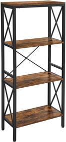 img 4 attached to 📚 Industrial Style 4 Tier Bookshelf, Kitchen Shelf, and Office Organizer by VASAGLE - Rustic Brown and Black ULLS030B01