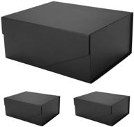 🎁 packhome 3 gift boxes 9.5x7x4 inches, groomsman boxes, collapsible magnetic lid boxes for gift packaging (matte black, grain texture) - enhanced seo logo