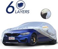 🚗 twing universal 6-layer car cover: zipper door, all-weather protection, waterproof, windproof, snowproof, dustproof, scratch resistant, uv protection, reflective strips - ideal for sedans and wagons logo