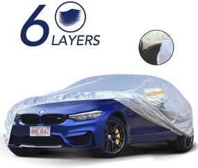 img 4 attached to 🚗 TWING Universal 6-Layer Car Cover: Zipper Door, All-Weather Protection, Waterproof, Windproof, Snowproof, Dustproof, Scratch Resistant, UV Protection, Reflective Strips - Ideal for Sedans and Wagons