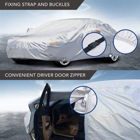 img 1 attached to 🚗 TWING Universal 6-Layer Car Cover: Zipper Door, All-Weather Protection, Waterproof, Windproof, Snowproof, Dustproof, Scratch Resistant, UV Protection, Reflective Strips - Ideal for Sedans and Wagons
