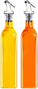 img 4 attached to 🍾 Premium 17 oz Olive Oil Dispenser Set - Glass Bottles with Easy Pour Spout for Kitchen - 2 PACK