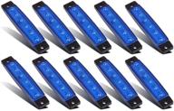 🔵 partsam 10 штук тонкие 3.8" 6 led синие боковые огни-указатели для грузовиков, трейлеров, домов на колесах, фургонов, внедорожников - герметичные, индикаторы, декоративные огни для номерного знака логотип