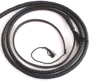 img 3 attached to 🐂 6 Foot 8 Plaits Real Cow Hide Leather Bullwhip - Black Indiana Jones Style