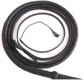 img 1 attached to 🐂 6 Foot 8 Plaits Real Cow Hide Leather Bullwhip - Black Indiana Jones Style