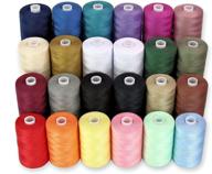 polyester sewing thread - set of 24 threads for hand stitching, quilting & sewing machine - 1000 yards per spool - includes 22 colors, 2 white, and 2 black logo