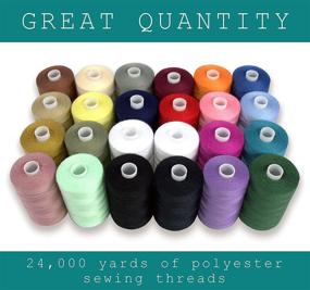 img 3 attached to Polyester Sewing Thread - Set of 24 Threads for Hand Stitching, Quilting & Sewing Machine - 1000 yards Per Spool - Includes 22 Colors, 2 White, and 2 Black