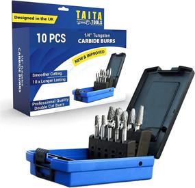 img 4 attached to 🔧 High-Quality 10PC Carbide Burr Set with 1/4" Shank - Tungsten Double Cut Rotary Die Grinder Bits - Cutting Burrs for Fordom and Die Grinder Accessories - Ideal for Wood Carving, Metal Working & Sturdy Storage Case