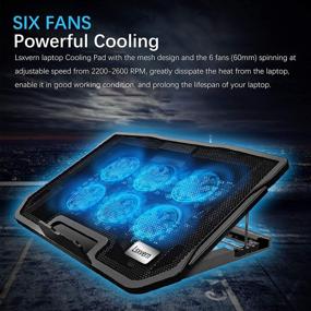 img 3 attached to Lsxvern Laptop Cooling Pad with LED Lights - 6-Fan Notebook Cooler, Dual 2.0 USB Ports | Suitable for 12-17 Inch Laptops