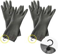 🧤 latex dishwashing gloves with convenient hanging hooks - set of 2 pairs of gray rubber gloves logo