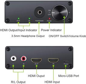 img 1 attached to LiNKFOR Цифровой аудио извлекатель конвертер: 4K HDMI к HDMI аудио 3.5мм джек RCA стерео, сетевой адаптер, регулятор громкости, 3D, HDTV, Apple TV, PS4