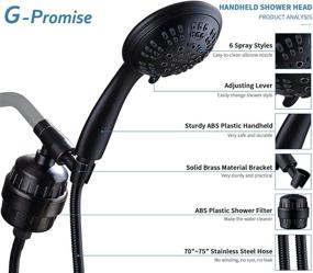 img 3 attached to G-Promise Luxury Filtered Handheld Shower Head Set - 6 Spray Showerhead with 2 Cartridges, Adjustable Metal Bracket, Extra Long Hose - Oil Rubbed Bronze with Filter