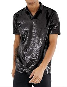 img 4 attached to 🎉 URRU Shirts Nightclub Men's Clothing: Metallic Silver Shirts