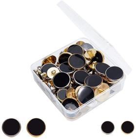 img 4 attached to 🔘 OLYCRAFT 80pcs Metal Blazer Buttons: Brass Flat Shank Buttons for Vintage Suits, Coats, Uniforms, Jackets - Black + Silver/Gold