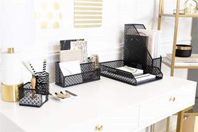 img 2 attached to Blu Monaco Black Desk Organizer — набор из 6 настольных принадлежностей — Letter — Mail Organizer