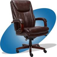 🪑 la-z-boy edmonton big and tall executive office chair: comfort core cushions, solid wood arms, brown bonded leather, waterfall seat edge logo