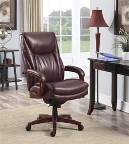 img 1 attached to 🪑 La-Z-Boy Edmonton Big and Tall Executive Office Chair: Comfort Core Cushions, Solid Wood Arms, Brown Bonded Leather, Waterfall Seat Edge