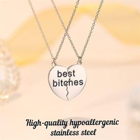 img 2 attached to 👭 Shonyin Sisters/Friendship Necklaces Set, Silver Matching Heart Necklace for Girls and Women - 18+2 Inch Chain