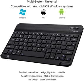img 2 attached to Ультратонкая клавиатура Bluetooth: портативная мини-беспроводная клавиатура для Apple iPad iPhone Samsung планшета телефона смартфона iOS Android Windows (10 дюймов, черная)