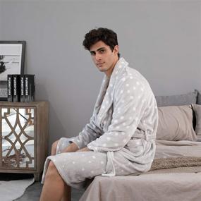 img 2 attached to Luxurious Flannel Fleece Bathrobe Pockets Men's Clothing in Sleep & Lounge
