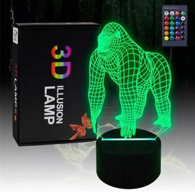 img 2 attached to Asionper 3D Gorilla Lamp: Touch Sensor Night Light with Remote Control, Perfect Baby Gorilla Gifts for Home Decor