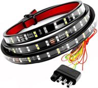 waterproof 60-inch 2-row led truck tailgate light bar strip - full featured running, reverse, brake, turn signal - ideal for pickup trucks, trailers, cars, suvs, rvs - red and white color logo