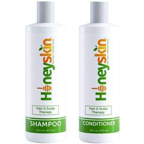 img 4 attached to 🌿 Hair Growth Shampoo and Conditioner Set with Manuka Honey, Aloe Vera, and Coconut Oil - 16oz | Effective Treatment for Frizzy, Itchy, and Dry Scalp, Hair Loss, and Thinning | Paraben and Sulfate Free