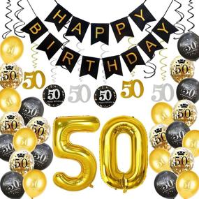 img 4 attached to ✨ HankRobot Gold Number Balloon 50th Birthday Decorations (40-pack) - Happy Birthday Banner, Latex Balloons (Black, Golden), Confetti Balloons - Perfect for 50 Year Old Birthday Party Celebration