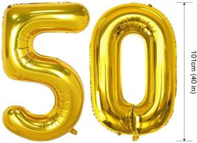 img 2 attached to ✨ HankRobot Gold Number Balloon 50th Birthday Decorations (40-pack) - Happy Birthday Banner, Latex Balloons (Black, Golden), Confetti Balloons - Perfect for 50 Year Old Birthday Party Celebration