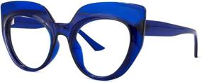 img 4 attached to Voogueme Thick Cat Eye Blue Light Blocking Glasses For Women Dark Blue