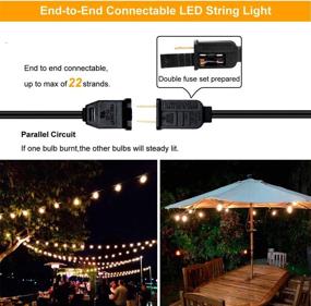 img 1 attached to 🌟 Waterproof Outdoor Patio String Lights - 50FT Commercial Lighting with 18+2 Shatterproof LED Bulbs for Ambience on Your Porch, Backyard, Party, Pergola