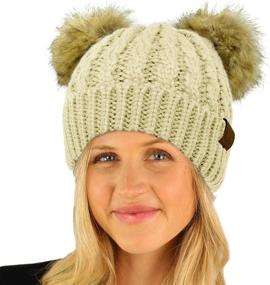 img 3 attached to 🧣 Warm & Stylish 2Pom Pom Ears Knit Beanie Hat for Winter by CC