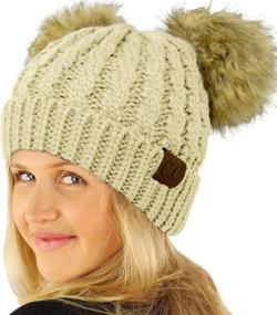 img 2 attached to 🧣 Warm & Stylish 2Pom Pom Ears Knit Beanie Hat for Winter by CC