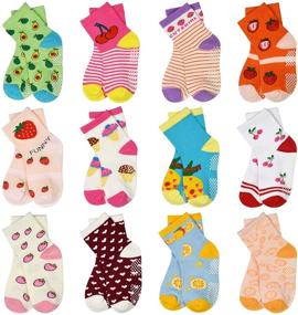 img 4 attached to Non Slip Skid Cotton Crew Socks for Toddlers 🧦 - SkiBeaut 12 Pairs, Ideal for Boys 1-3/3-5/5-7 Years Old