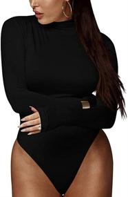 img 3 attached to 👗 XXTAXN Women's High Neck Bodysuit Top with Long Sleeve and Back Zipper – Sexy and Stylish