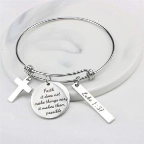img 3 attached to Christian Jewelry Gifts for Her - Memgift Inspirational Bible Verse Expandable Bracelet for Women