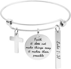 img 4 attached to Christian Jewelry Gifts for Her - Memgift Inspirational Bible Verse Expandable Bracelet for Women