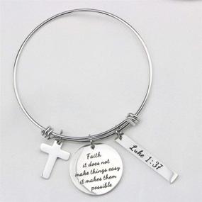 img 2 attached to Christian Jewelry Gifts for Her - Memgift Inspirational Bible Verse Expandable Bracelet for Women
