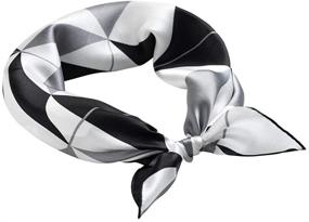 img 2 attached to 🧣 INAINI 100% Mulberry Silk Scarf for Women - Lightweight Bandana Silk Hair Scarf - Small Square Head Scarf in White and Black