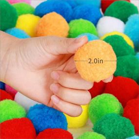 img 2 attached to 🎉 100-Pack of 2-Inch Very Large Assorted Pom Poms - Creative Craft Decorations in Vibrant Colors